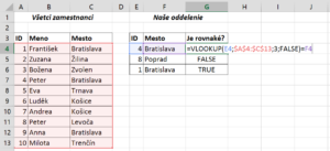 Porovnanie pomocou funkcie VLOOKUP